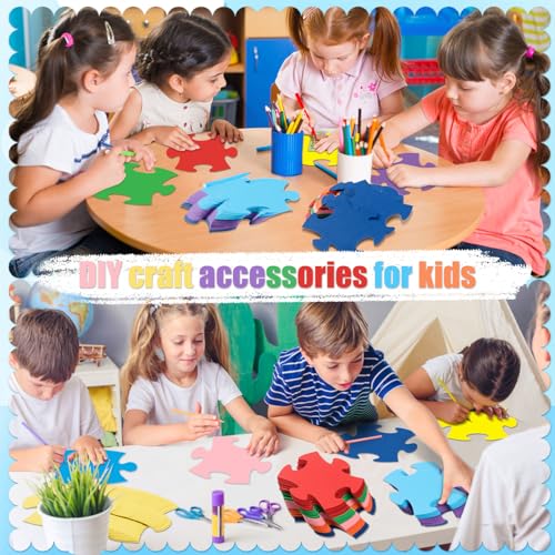 200 Pcs Colorful Puzzle Piece Cutouts, 4-Inch Cardstock Paper Shapes