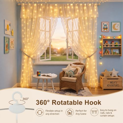 300 LED Fairy Curtain Lights - 9.8x9.8ft USB Hanging String Light with Remote
