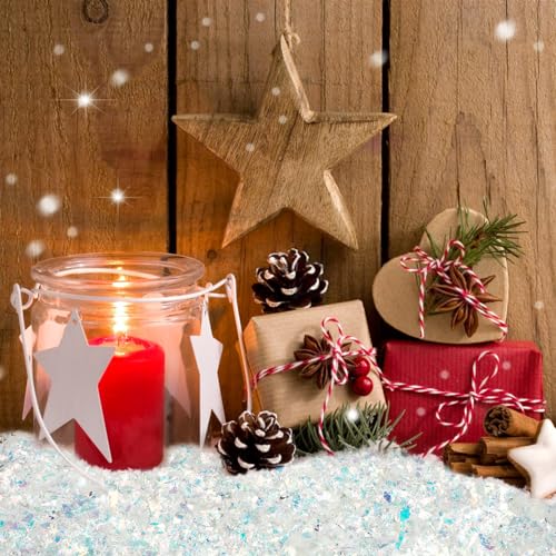 Iridescent Artificial Flake Snow - 7.05 oz Sparkling Fake Snow for Crafts