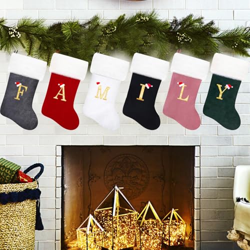 20-Inch Monogram Red Velvet Christmas Stocking with Soft Plush Cuff (Letter M)