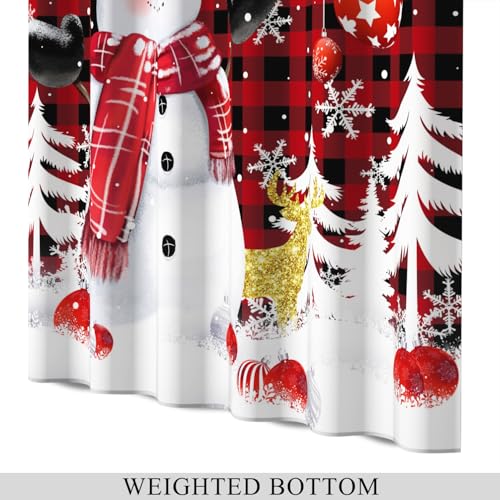 Pnylzzyxh Christmas Snowman Shower Curtain 72x72 inches Waterproof Red White