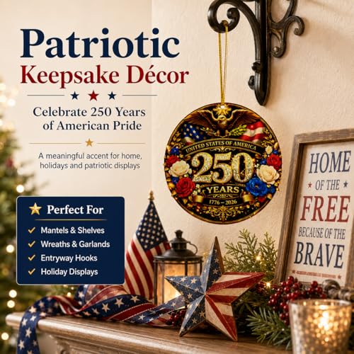 FunnySign 250th Anniversary USA 2D Acrylic Ornament – 4x4in Hanging Eagle USA 1776-2026 (Variation 3)
