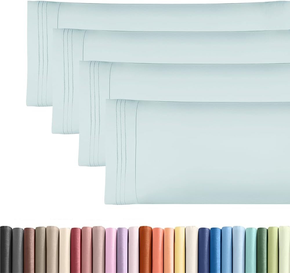 Skiennix Body Pillowcases Set of 4 | Soft, Breathable 20x54 Long Pillow Covers - Machine Washable, Fade-Free - Sky Blue