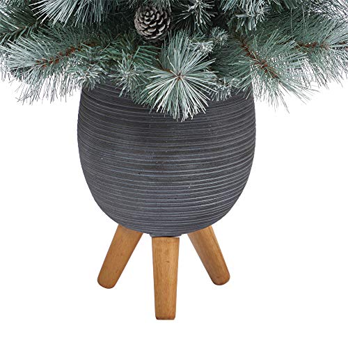 Frosted Tip Artificial Christmas Tree 3.5ft with Lights, Pine Cones & Bendable Branches