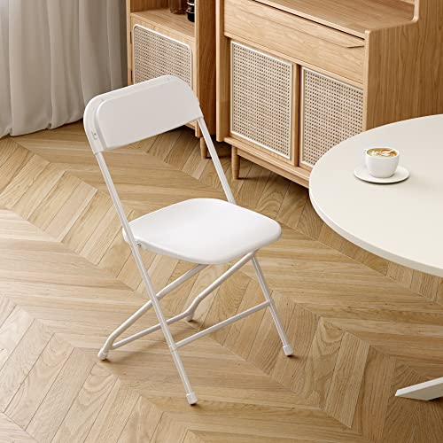 10-Pack Folding Chairs, 300lb Capacity Portable Plastic Chair with Steel Frame