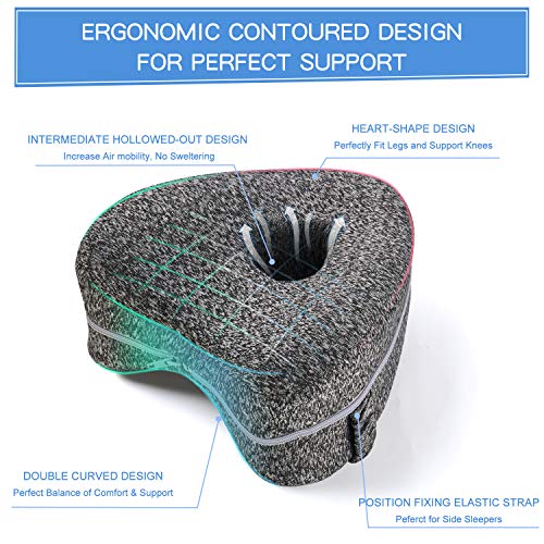 Ergonomic Memory Foam Leg Pillow with Strap for Side Sleepers