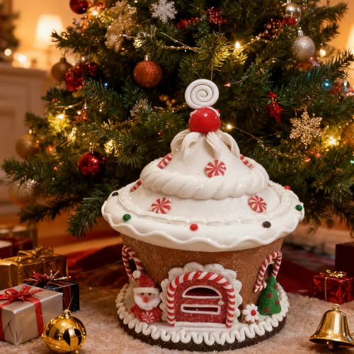 LED Lighted Christmas Gingerbread House Tabletop Decor - Resin Holiday Ornament