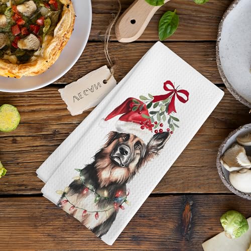 German Shepherd Dog Christmas Kitchen Towels - Funny Holiday Gift, 16x24 Inch - Dog Mom Decor