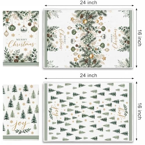 Sage Green Christmas Kitchen Towels Set of 2 - Holiday Decorative Dish Towels