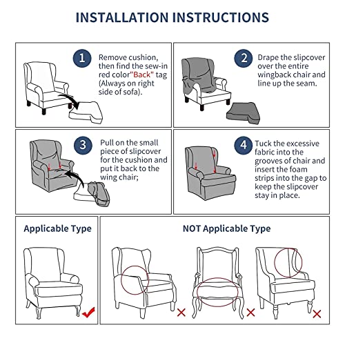 Wingback Chair Slipcover 2 Piece Stretchy Armchair Cover Set