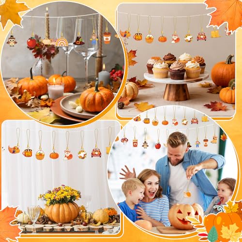 36Pcs Fall Tree Ornaments, Double-Sided Acrylic Autumn Hanging Decorations