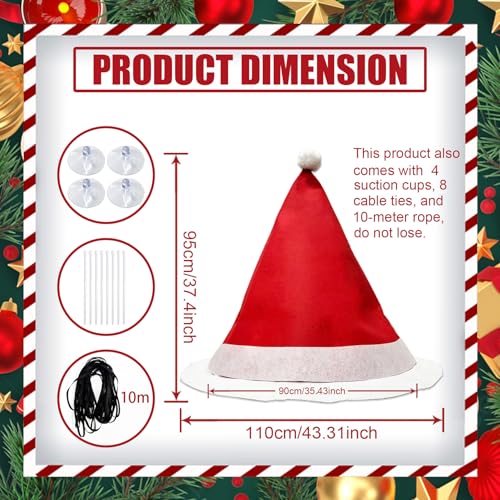DGDRHZ Red Oversized Santa Hat Car Decoration 43x37 Inches - Christmas Auto Decor