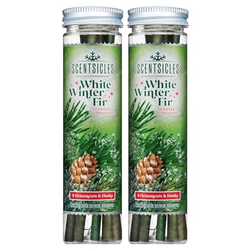 White Winter Fir Scented Christmas Tree Ornaments - 2 Pack (12 Sticks)