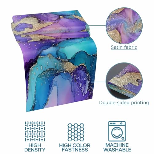 Purple Gold Marble Satin Bed Runner for King Size Bed (94x20 Inch)