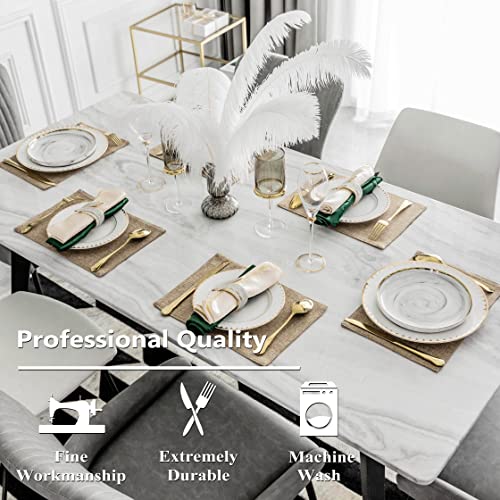 Set of 6 Cotton Linen Placemats - 13x19 Inch Washable Kitchen Dining Mats