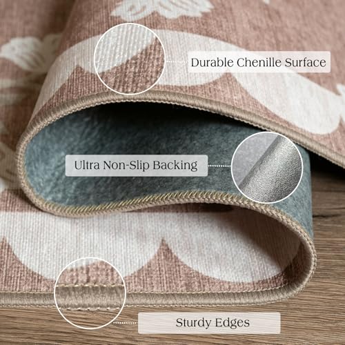 Floral Indoor Outdoor Rug 28" x 43" Non-Slip Washable Farmhouse Mat