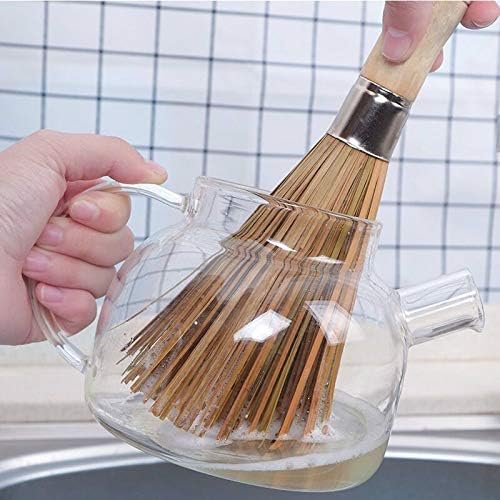 2 Pack Cleaning Whisk Traditional Natural Bamboo Wok Brushes Dishwashing Kitchen Tools Traditional Natural Bamboo Cleaning Brushes