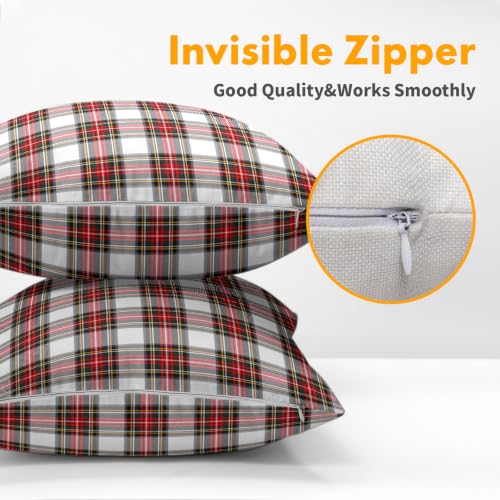 Christmas Scottish Tartan Plaid Outdoor Throw Pillow Cover 18x18 in