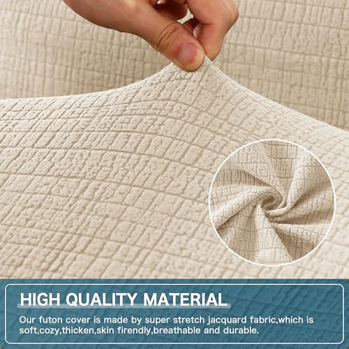 100% Waterproof Futon Cover - Washable Slipcover for Sofa Bed, Ivory