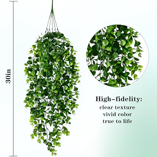 4 Pack Artificial Hanging Plants 2.7FT UV Resistant Faux Ivy Vines