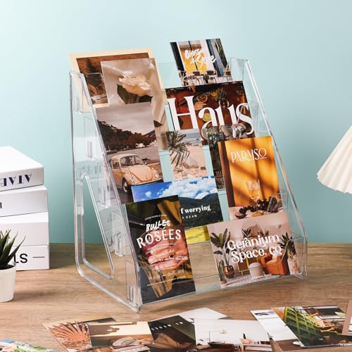 5-Tier Acrylic Card Display Stand for Greeting Cards, Postcards & Stickers