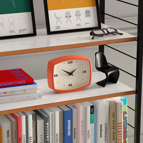 Retro Rectangular Desk Clock, Mid-Century Style Orange Table Clock