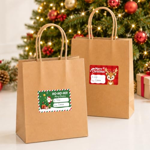 Alynta Bear Christmas Gift Tags Stickers 500Pcs 3x2 Inch Holiday Labels