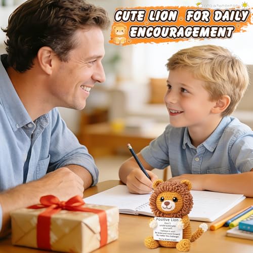 Handmade Crochet Positive Lion Desk Decor - Encouragement Gift for Graduation