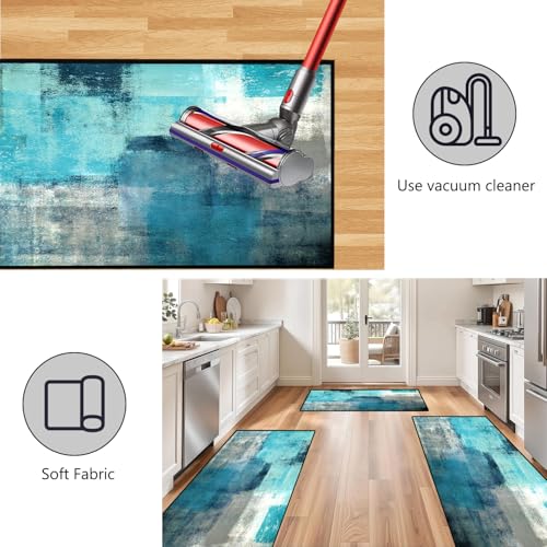 3-Piece Abstract Kitchen Mat Set, Washable Non-Slip Floor Rugs