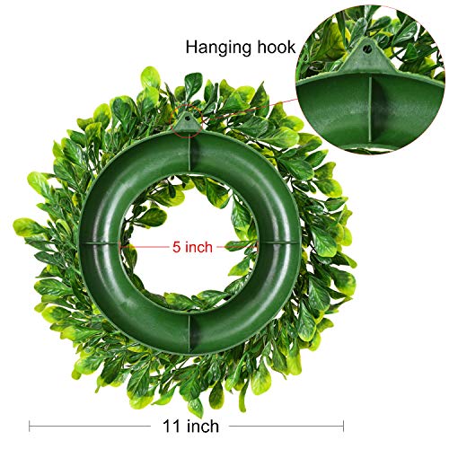 10-Inch Artificial Boxwood Wreath – Small Green Leaf Wreath for Home Decor