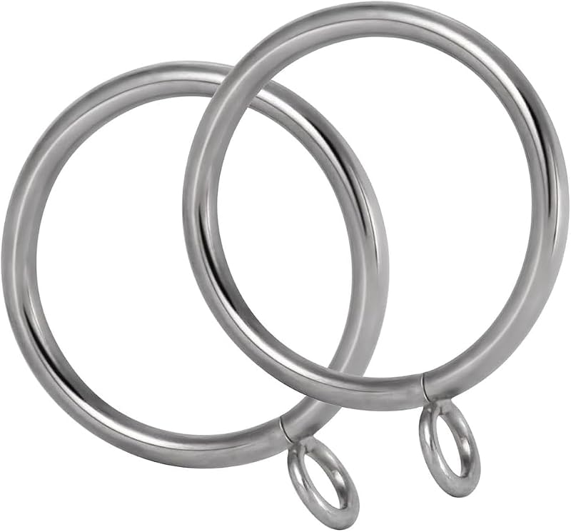 48-Piece Metal Curtain Rings, 1.5-Inch Inner Diameter, Satin Nickel Finish