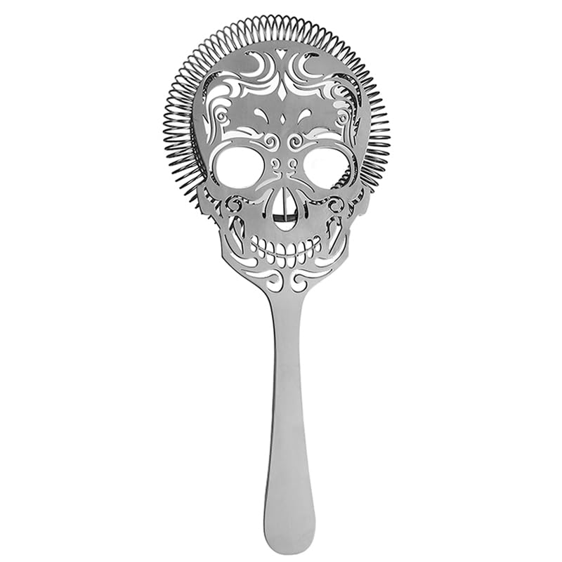 Skull Cocktail Strainer with Handle - Stainless Steel Bar Tool for Mixing & Serving