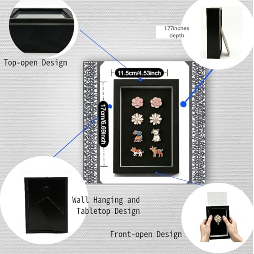 4x6 Shadow Box Display Case for Enamel Pins, Flowers, and Collectibles