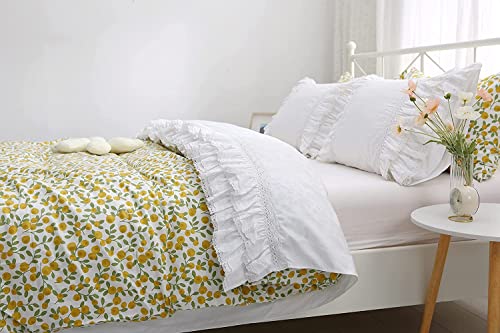 White Ruffled Lace Flat Sheet - 100% Cotton Twin/Twin XL Bed Top Sheet