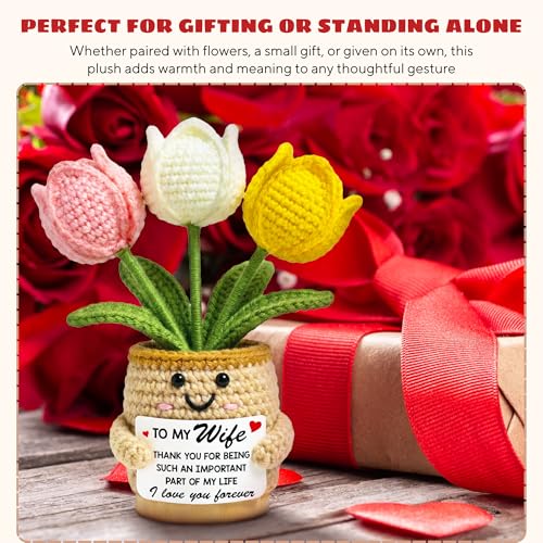 Handmade Tulip Crochet Flower Keepsake - Romantic Anniversary Gift for Wife