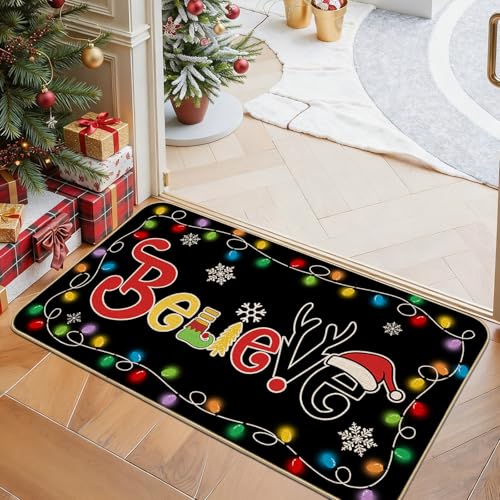 Mocsicka Christmas Kitchen Rugs Set of 2, 17x30 and 44x120 cm Non-Slip Decorative Mats