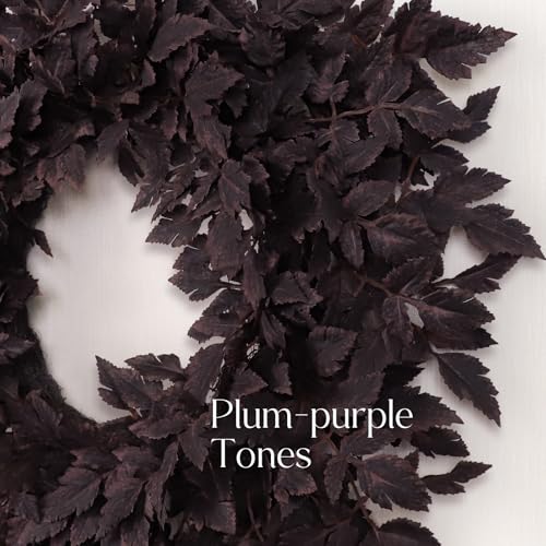 24-Inch Plum Leaf Fall Wreath for Front Door, Halloween & Autumn Decor