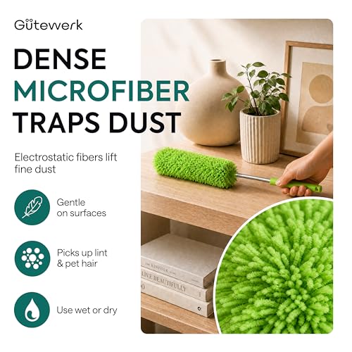 Extendable Microfiber Duster with 55" Stainless Steel Pole & Bendable Head