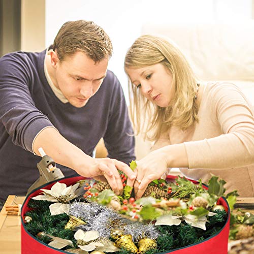 30-Inch Christmas Wreath Storage Bag 2-Pack Red Oxford