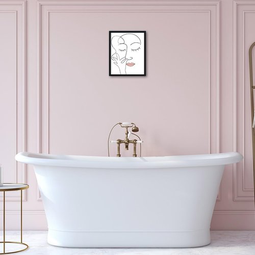 Merrleem Bathroom Wall Art Poster - Humorous Minimalist Decor | Funny Toilet Canvas Print (Framed, 14" x 11")