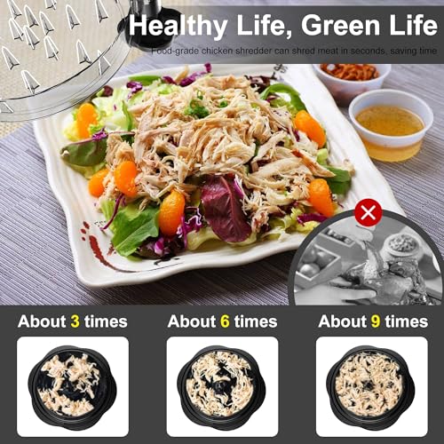 Twist Chicken & Meat Shredder Tool with Clear Lid, Fork & Brush - Black