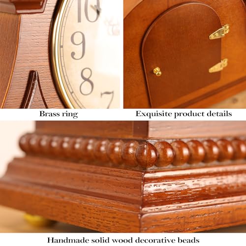 Wooden Mantel Clock with Melodious Hourly Chimes and Nighttime Mute Mode
