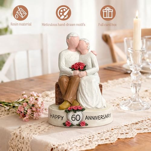 60th Wedding Anniversary Couple Figurine, Diamond Anniversary Keepsake