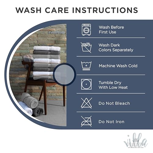 Villa Celestia Cotton Washcloths Set of 6 Navy Blue 12x12
