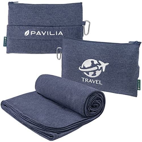 Compact Travel Blanket & Pillow Set - Soft Fleece for Airplane