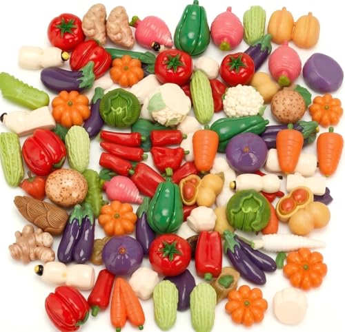 50Pcs Miniature Artificial Vegetables, Realistic Resin Produce Figurines