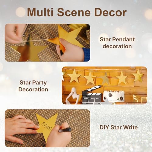 60 Pcs 6-Inch Gold Star Cutouts, Double-Sided Paper Stars for Decorations