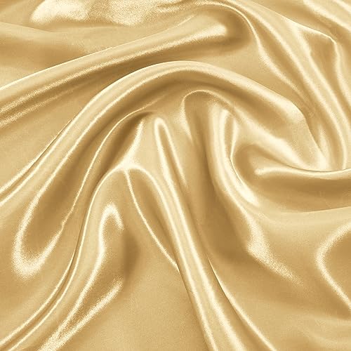 12 Pack Scalloped Satin Napkins 17x17 Inch - Silky Gold Wedding Table Linens