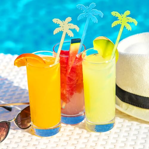 Reallnaive 100 Pcs Coconut Tree Cocktail Swizzle Sticks - Durable Plastic Drink Stirrers
