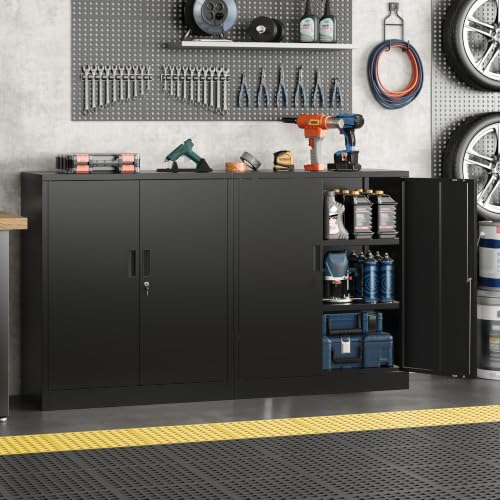 36-Inch Heavy-Duty Metal Storage Cabinet with Adjustable Shelves and Lock